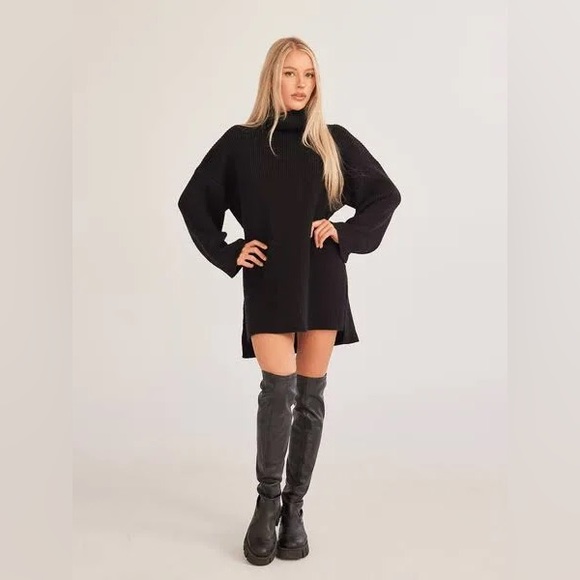 NWOT A NEW DAY WOMANS TURTLENECK HIGH LOW SIDE SLIT OVERSIZED SWEATER/ DRESS - Picture 5 of 5